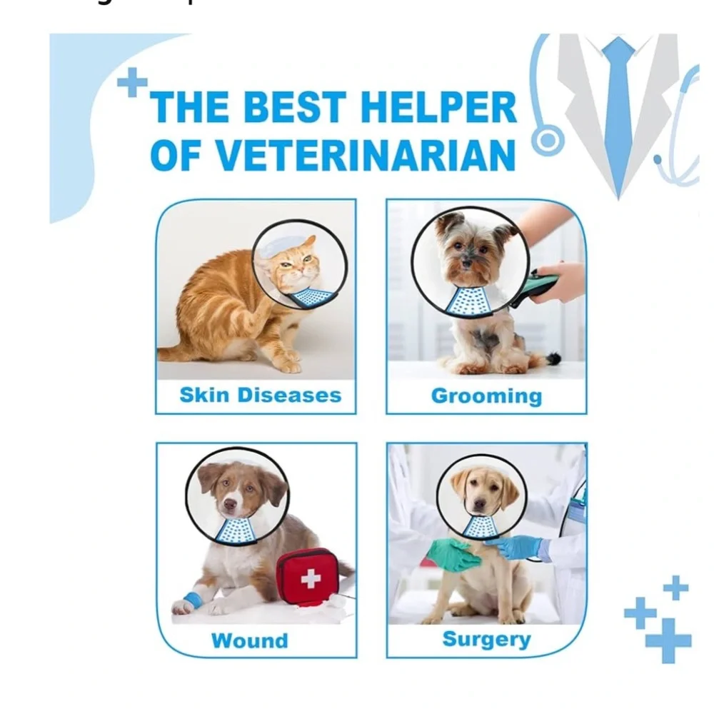 Supet Dog Cone Adj After Surgery, Comfortable Pet Recovery Collar M